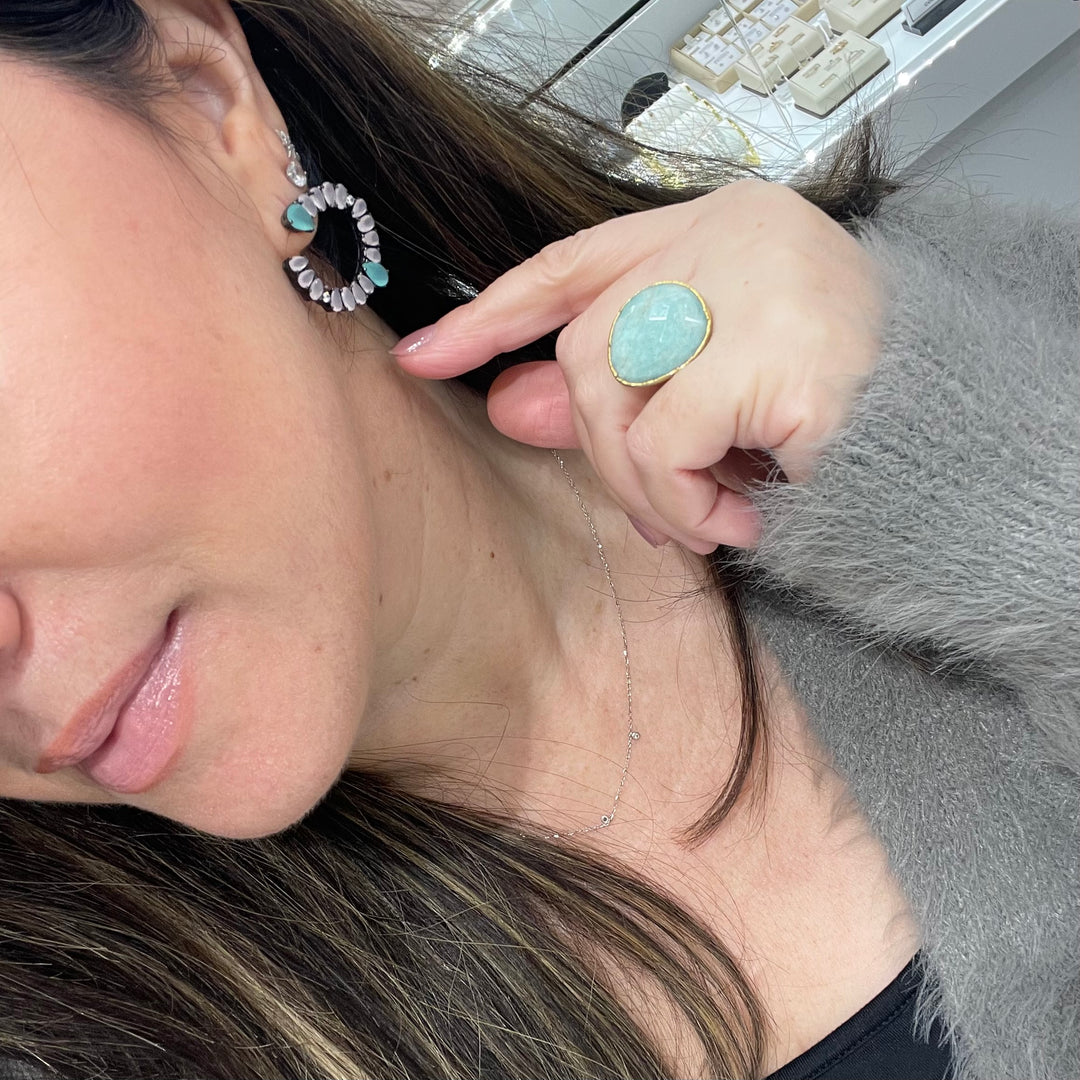 Rose Quartz and Chalcedony Earrings