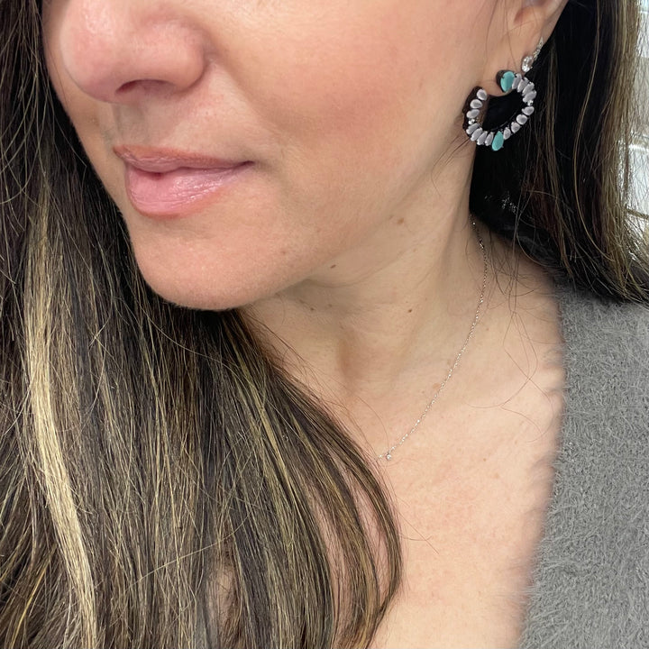 Rose Quartz and Chalcedony Earrings