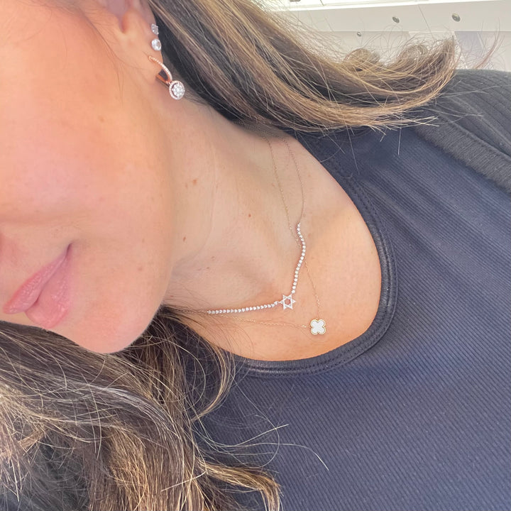 14k Diamond Star of David tennis necklace