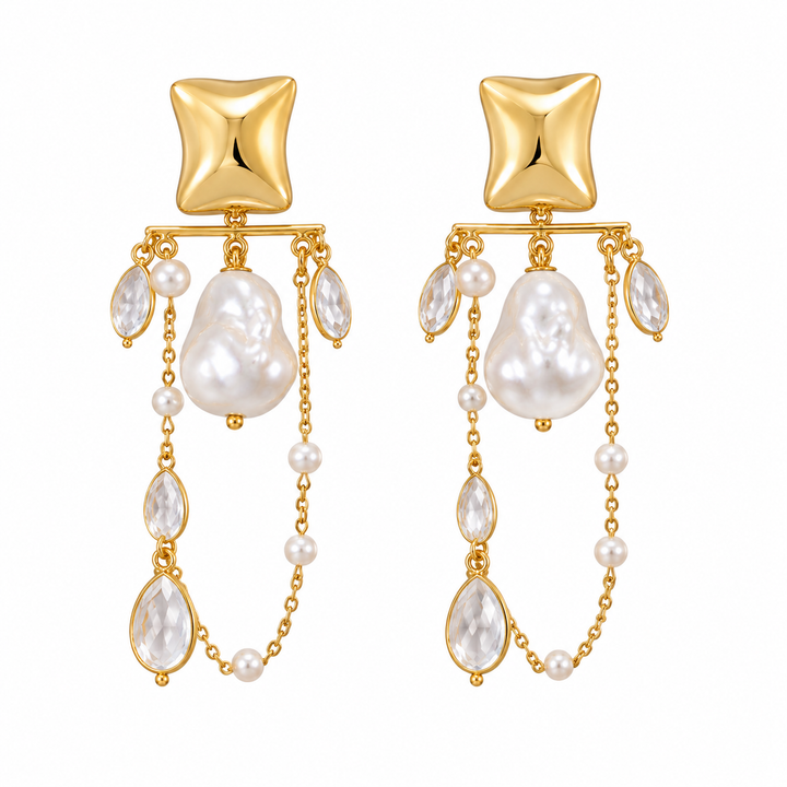 Pearl and Dangle Strand Earrings