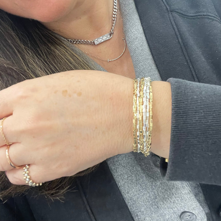 Two Tone Bead Wrap Bracelet Gold