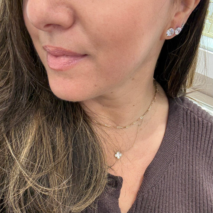 14K Studs With Round Cubic Zirconia