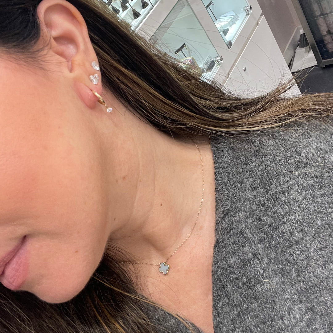 14K Miniature Drop Huggie