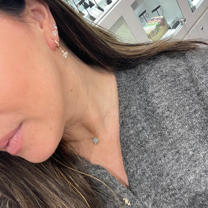 14K Gold Flower Huggie Drop Earrings (Kids)