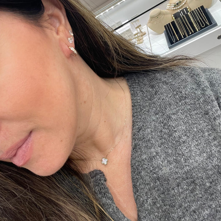 14K Princess Cut Mini Huggies (Kids)