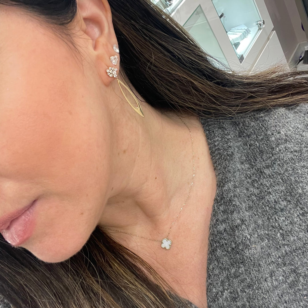 Oval Dangle Diamond Cluster Earrings