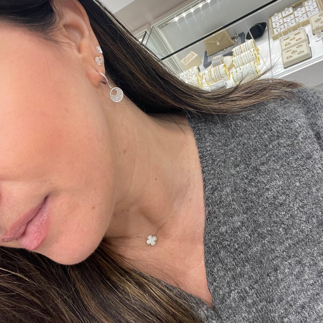 14K Pave Diamond Disc Earrings