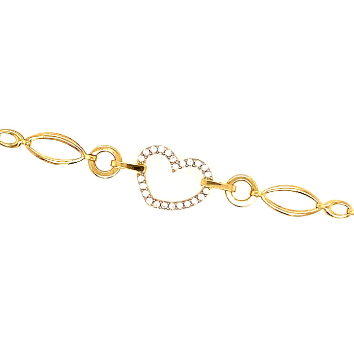14K White Gold Heart Chain Bracelet