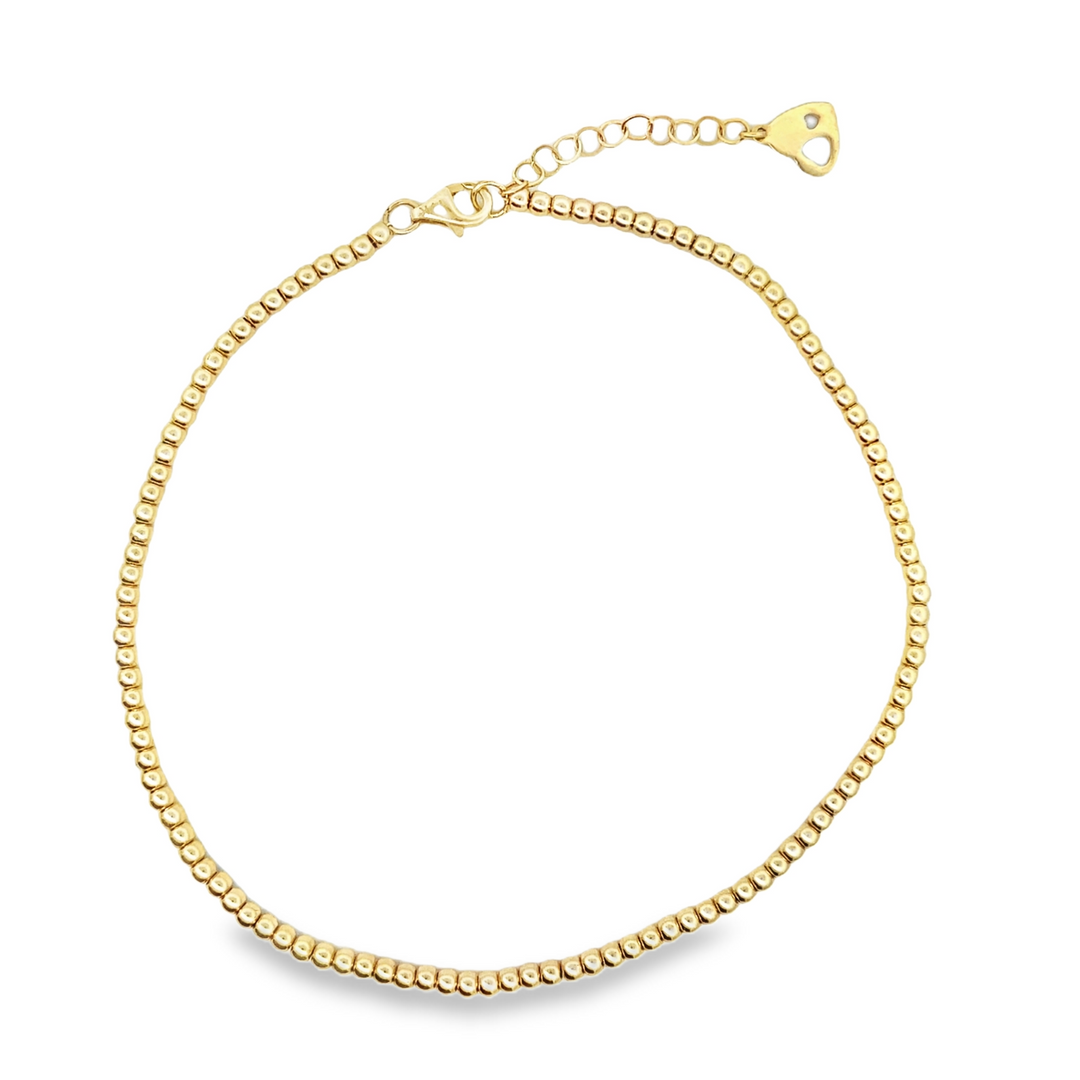 14K Gold Beaded Anklet