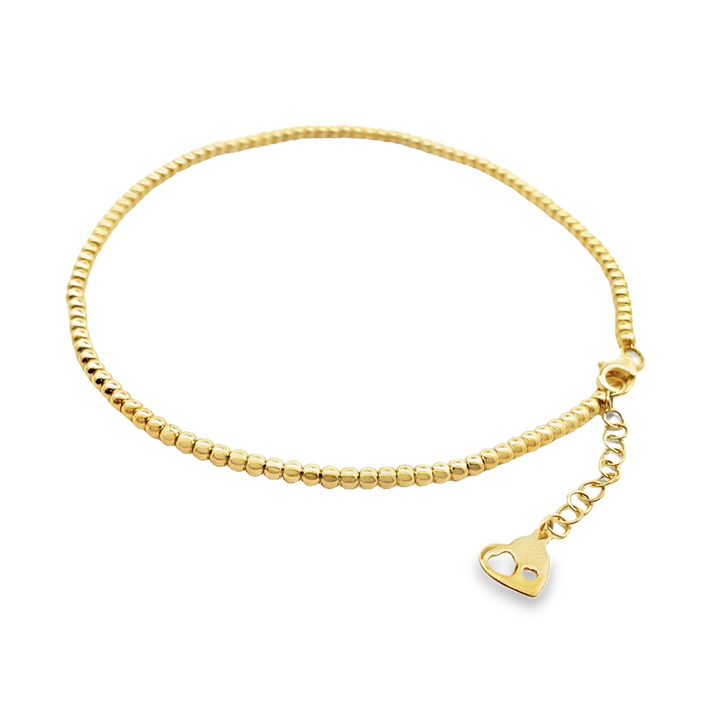 14K Gold Beaded Anklet