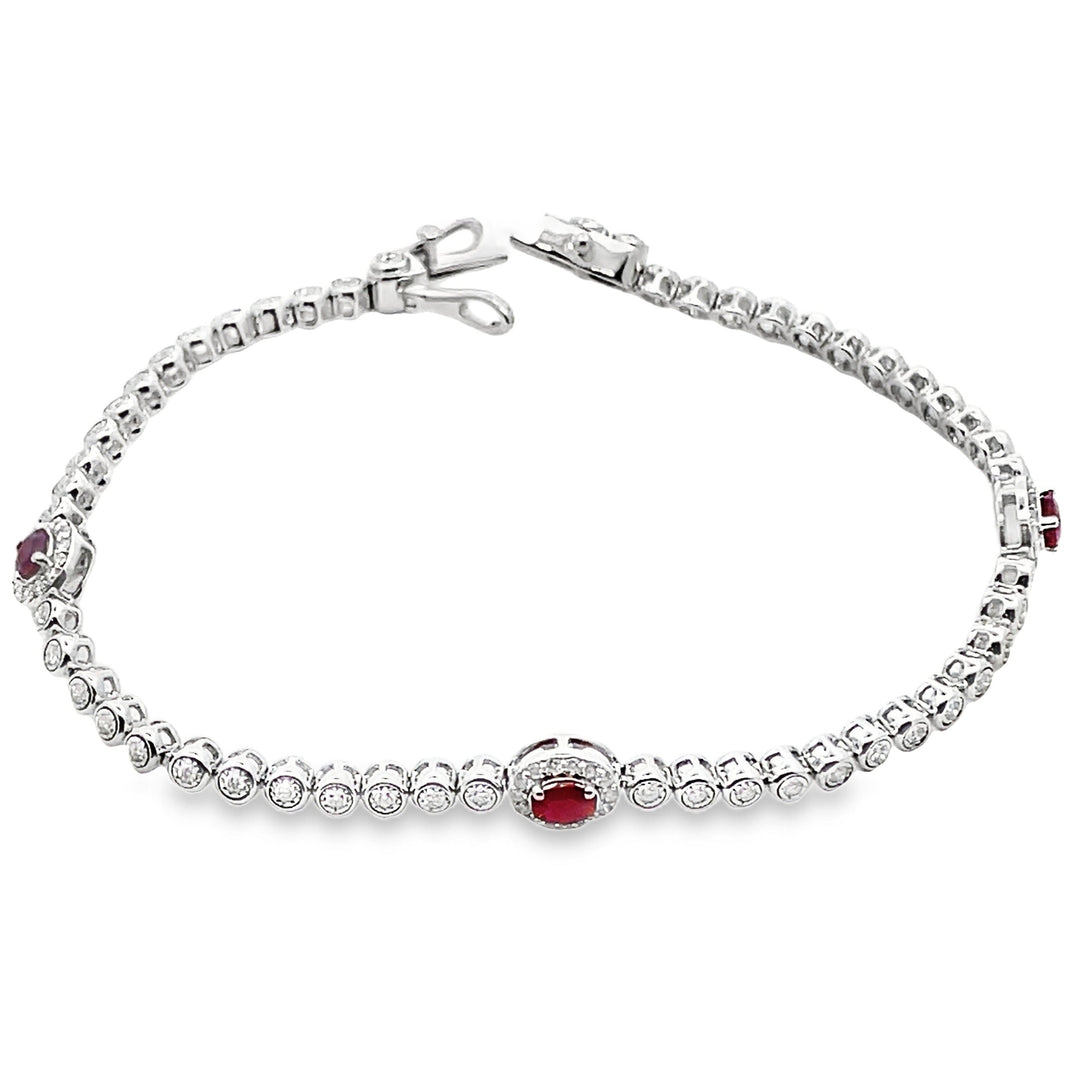 Minimalist Ruby & Diamond Tennis Bracelet