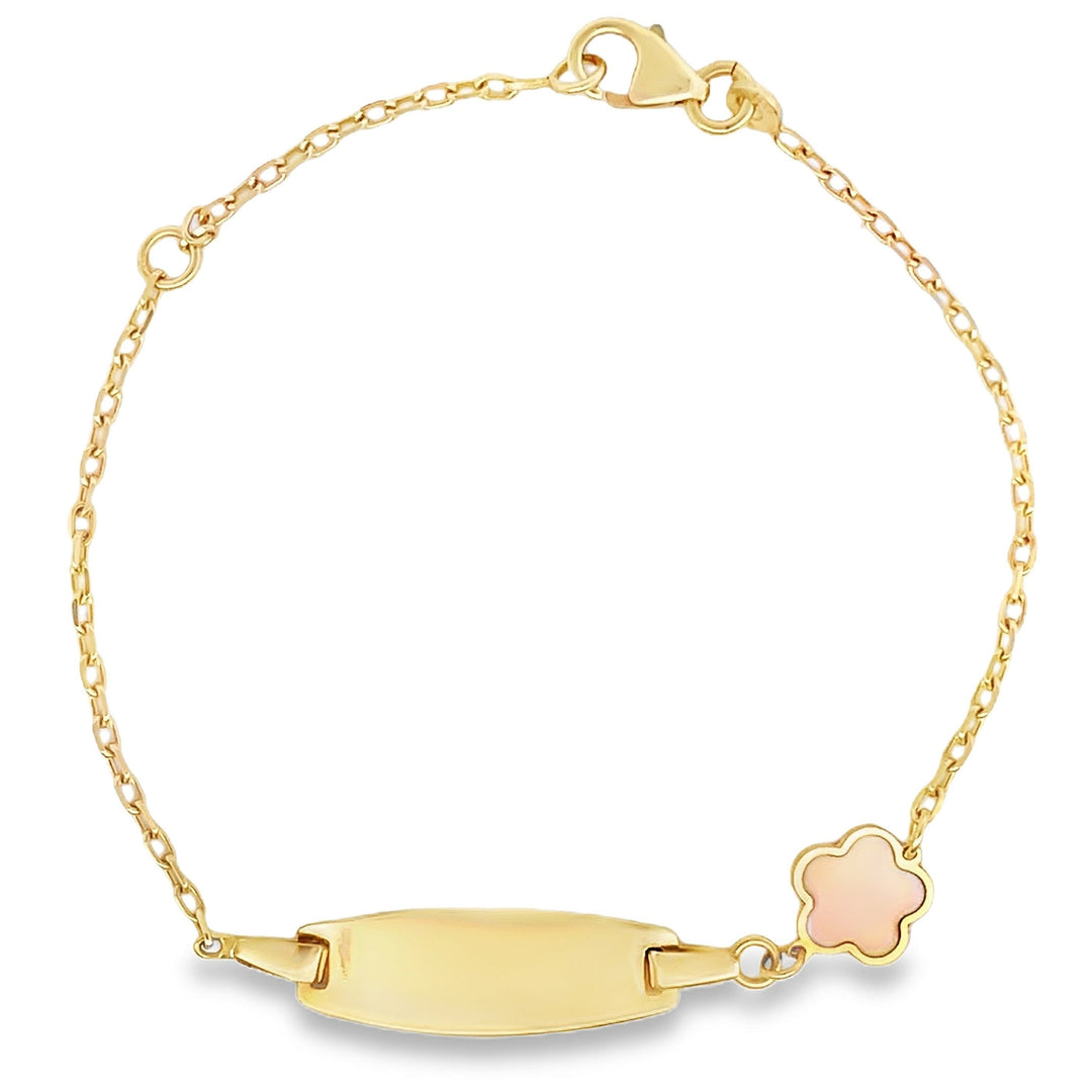 14k pink flower ID bracelet