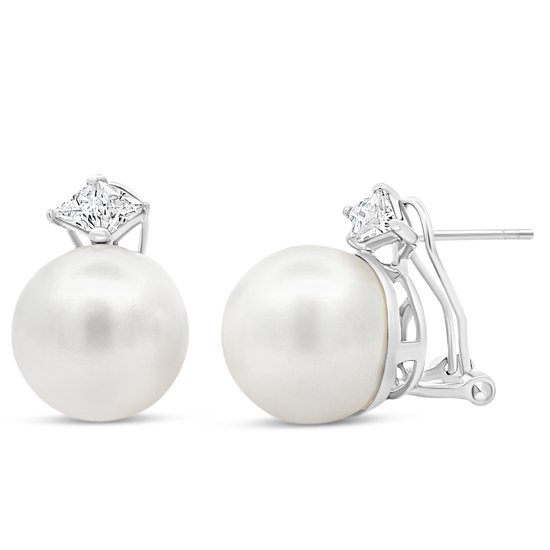 Trillion Cut Pearl Earrings