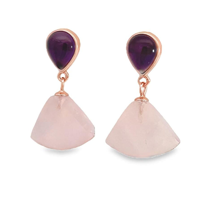 Amethyst & Rose Gold Quartz Earrings