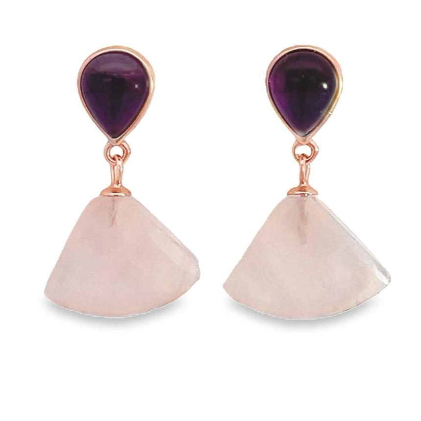 Amethyst & Rose Gold Quartz Earrings