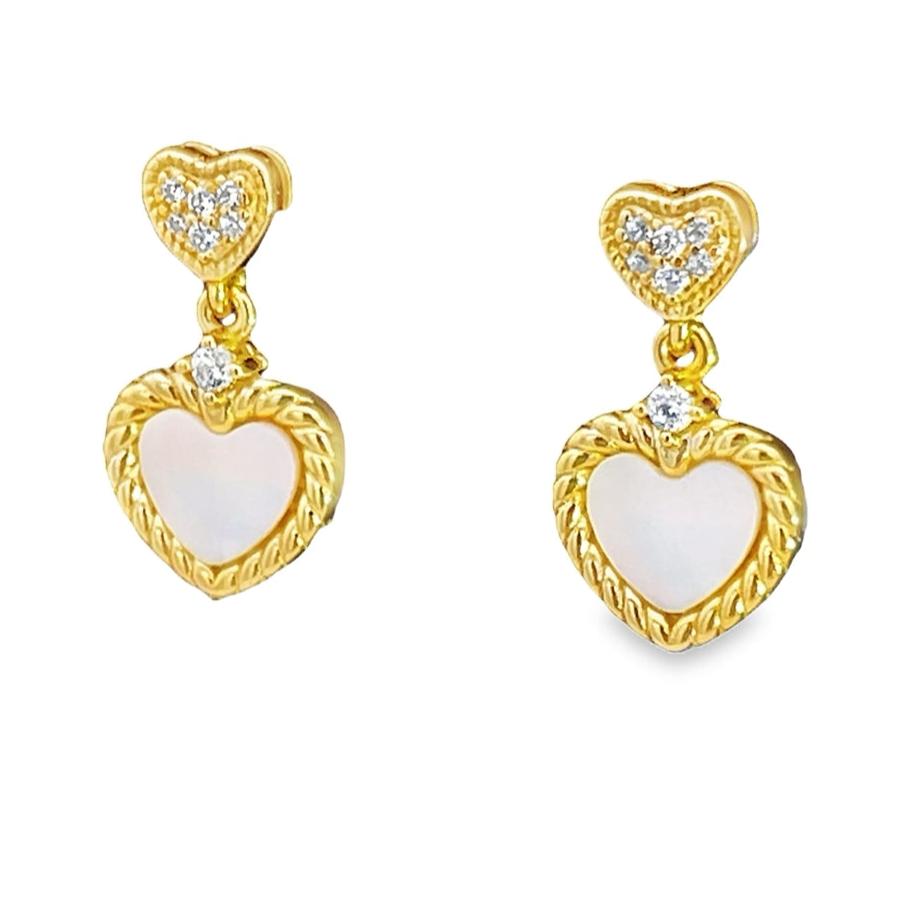 Double heart shaped mother of pearl earrings