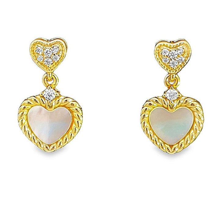 Double heart shaped mother of pearl earrings