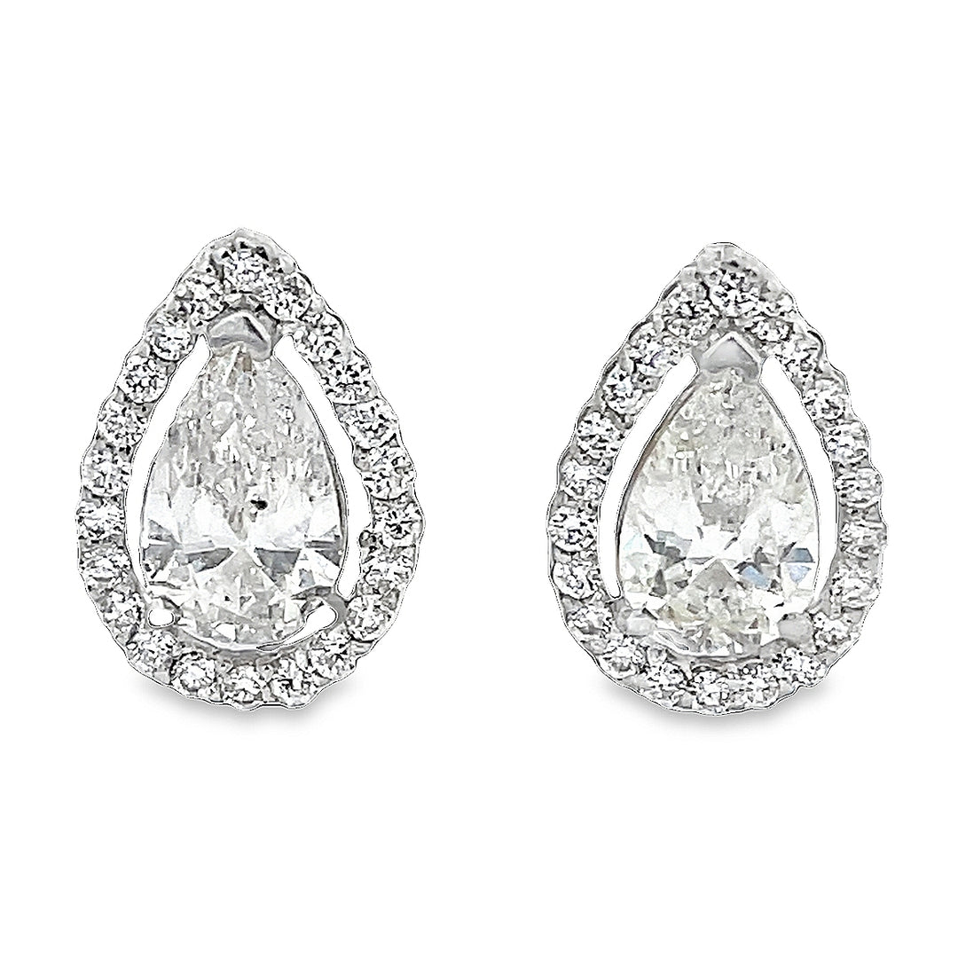 Halo Pear Shaped Lab Diamond Earrings