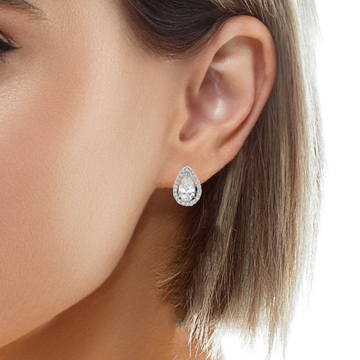 Halo Pear Shaped Lab Diamond Earrings