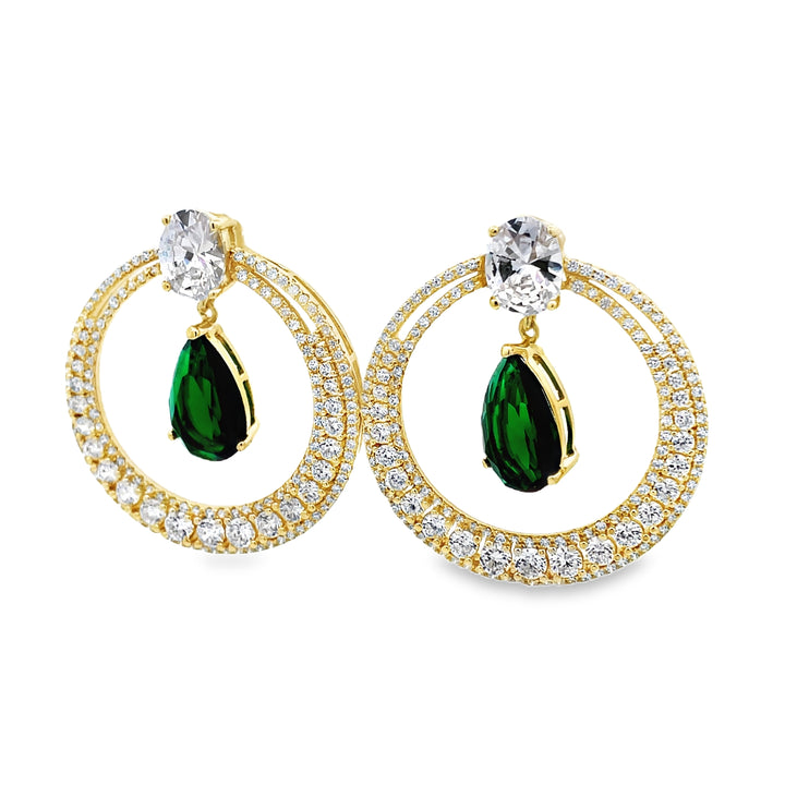 Statement Emerald and CZ Earrings