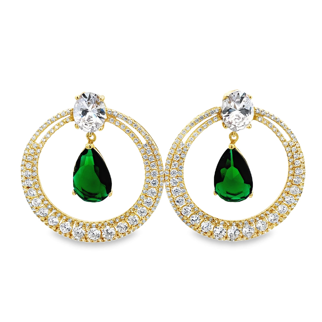 Statement Emerald and CZ Earrings