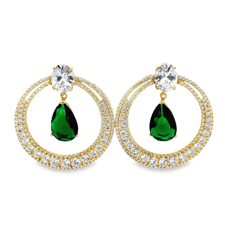 Statement Emerald and CZ Earrings