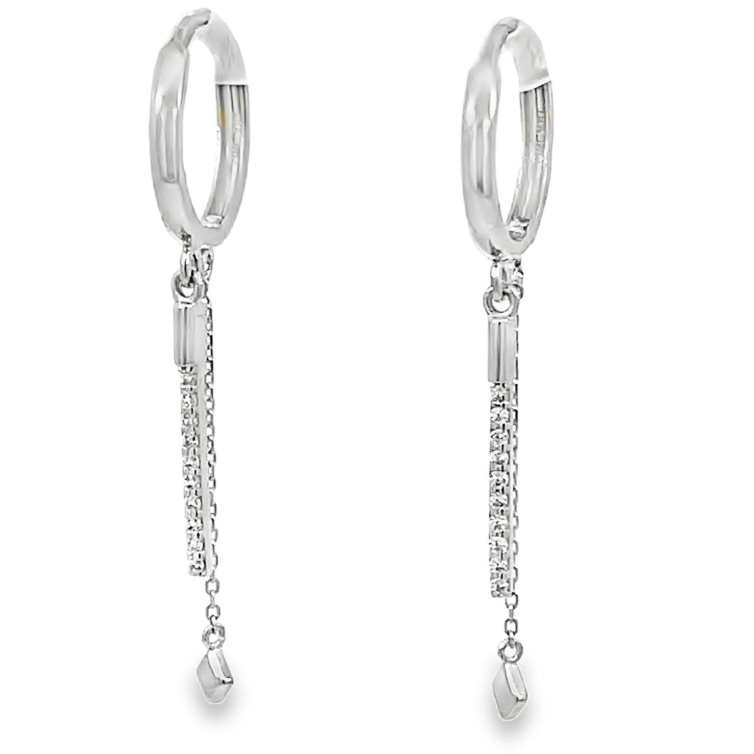 14K Bar and Chain Huggie Drop Earrings