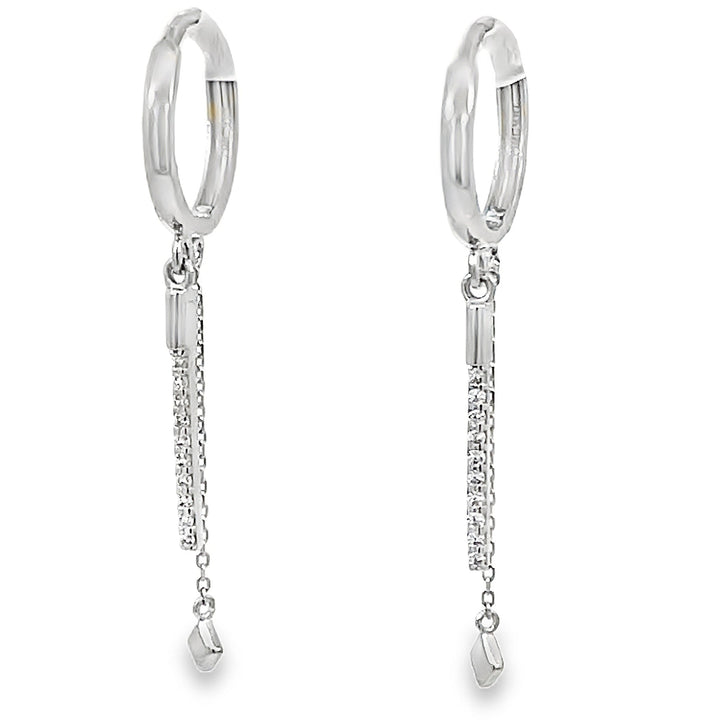14K Bar and Chain Huggie Drop Earrings