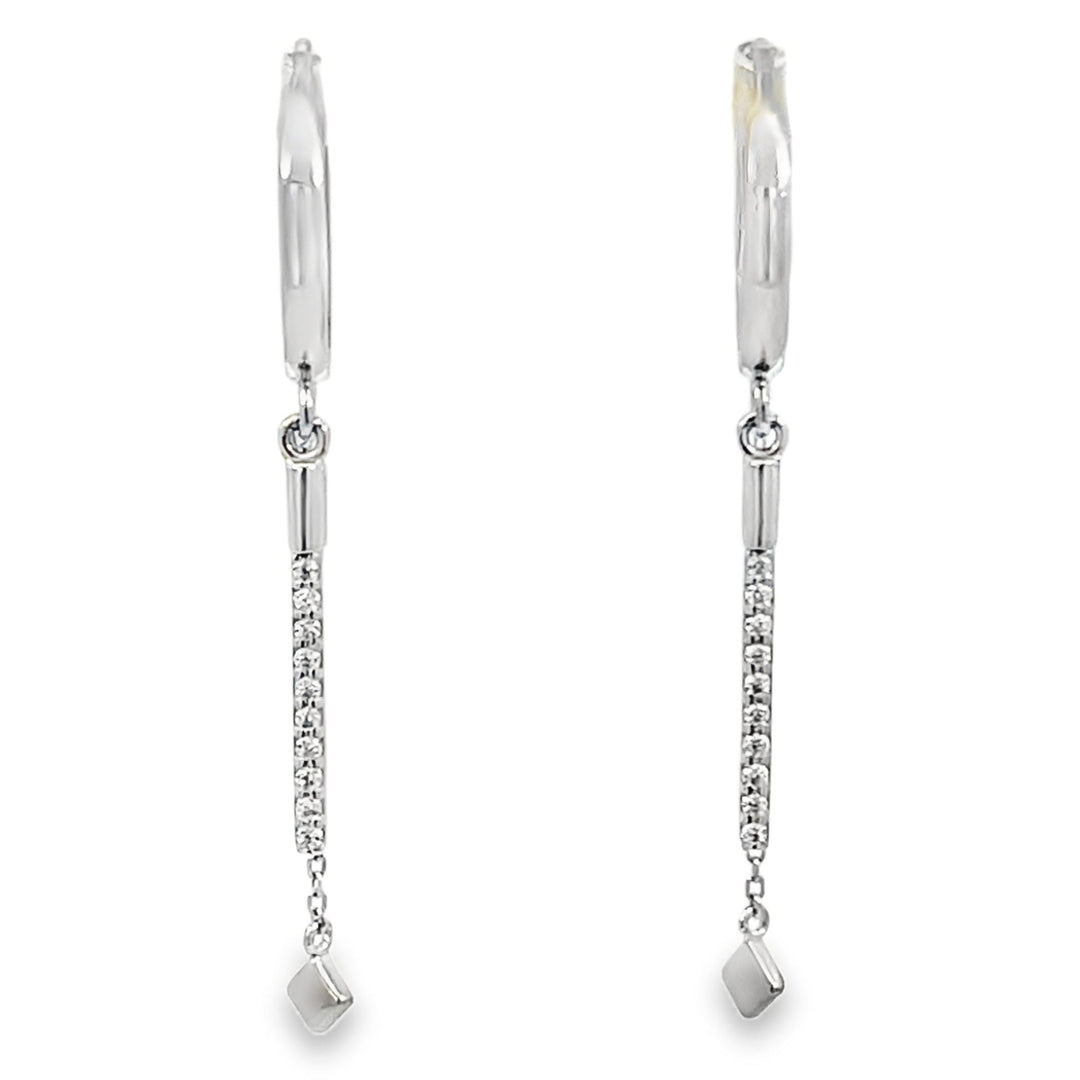 14K Bar and Chain Huggie Drop Earrings
