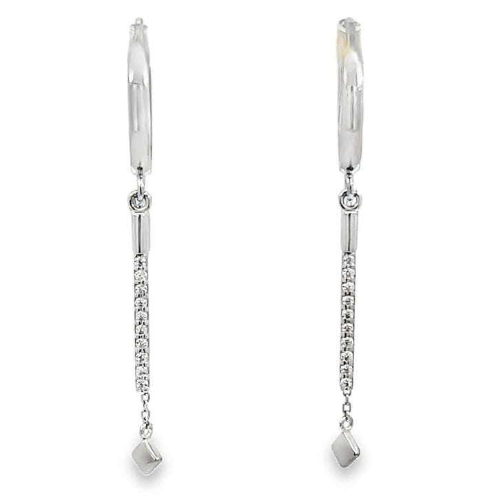 14K Bar and Chain Huggie Drop Earrings