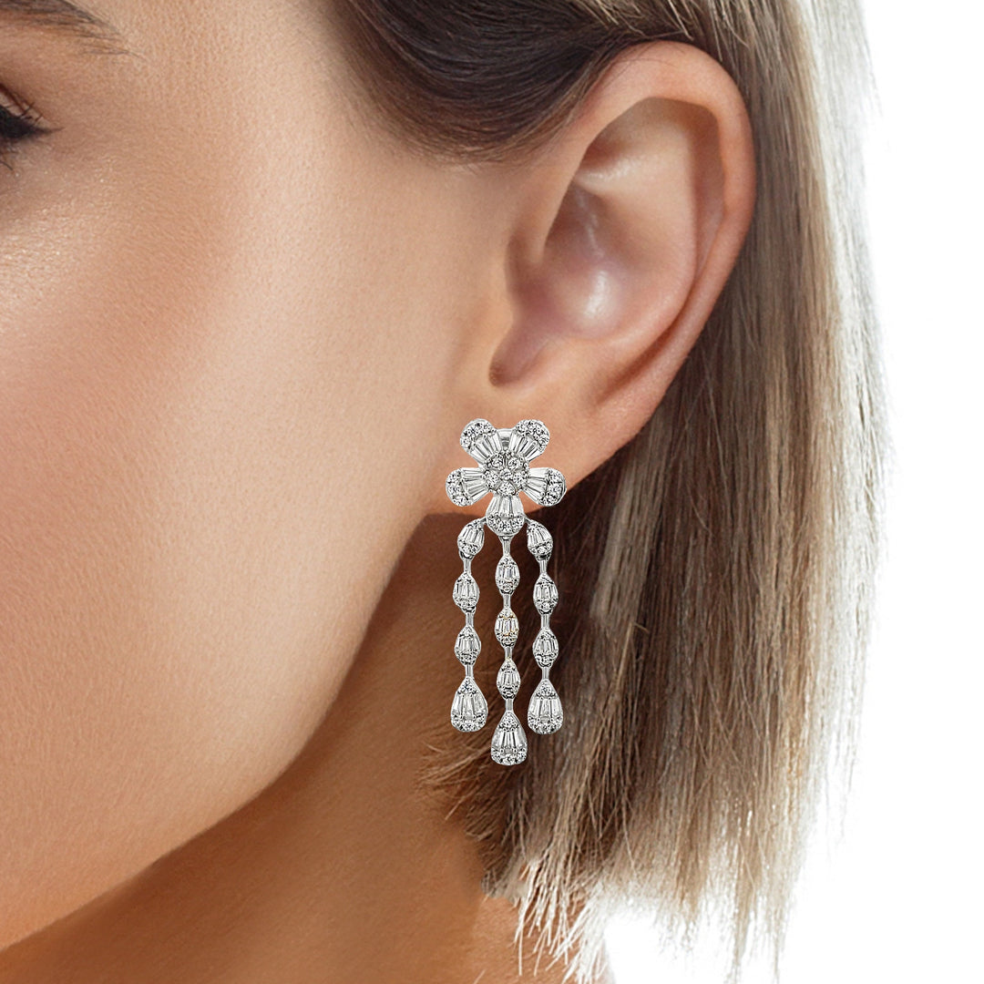 Floral Pear Shaped Drop Earrings