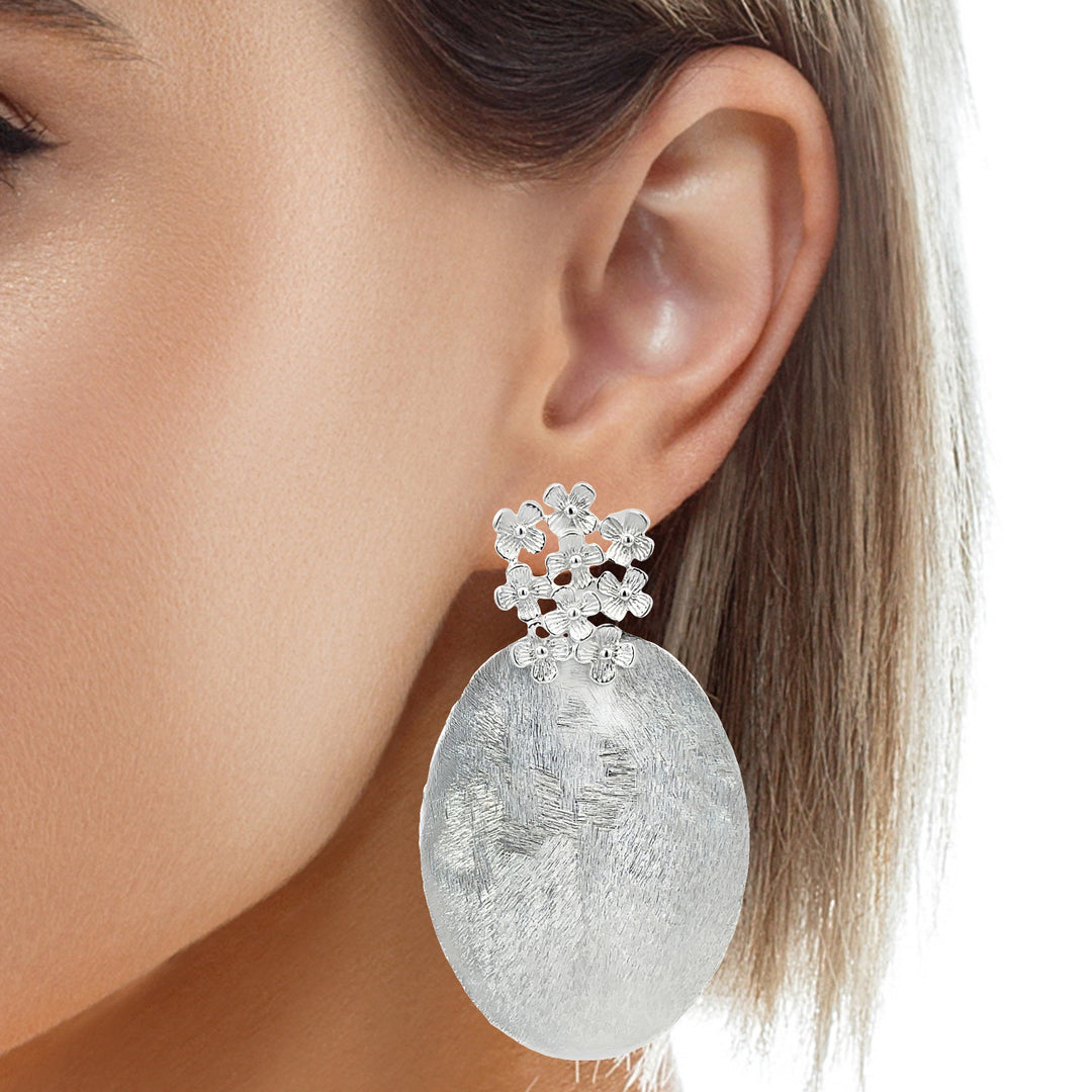 Floral Statement Disc Earrings