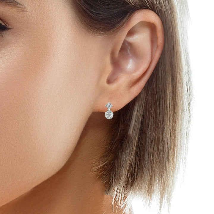 Mini Drop Diamond Duo Cluster Earrings