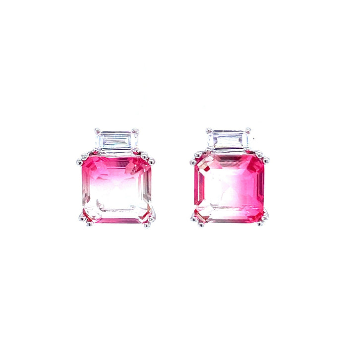 Emerald Cut CZ Stone Earrings