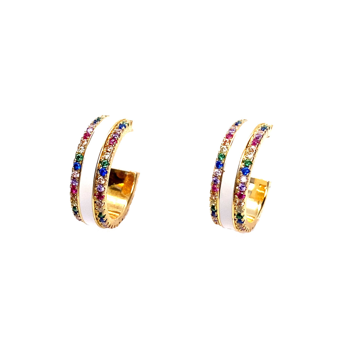 Enamel Hoops With Cubic Zirconia