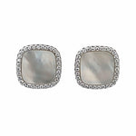 Mother-of-Pearl Square Studs in Silver