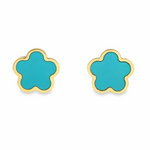 14K Gold Turquoise Flower Studs