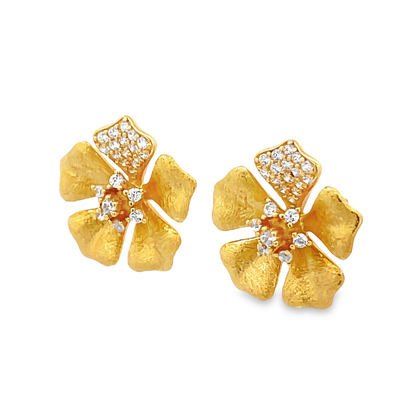 Matte Gold Flower Earrings