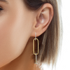 14K Link & Diamond Drop Earrings