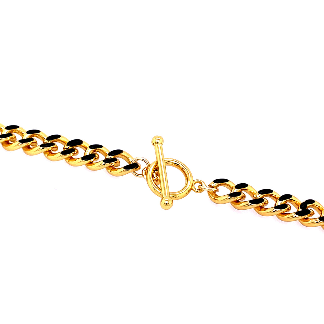 Enamel Curb Chain Toggle Necklace