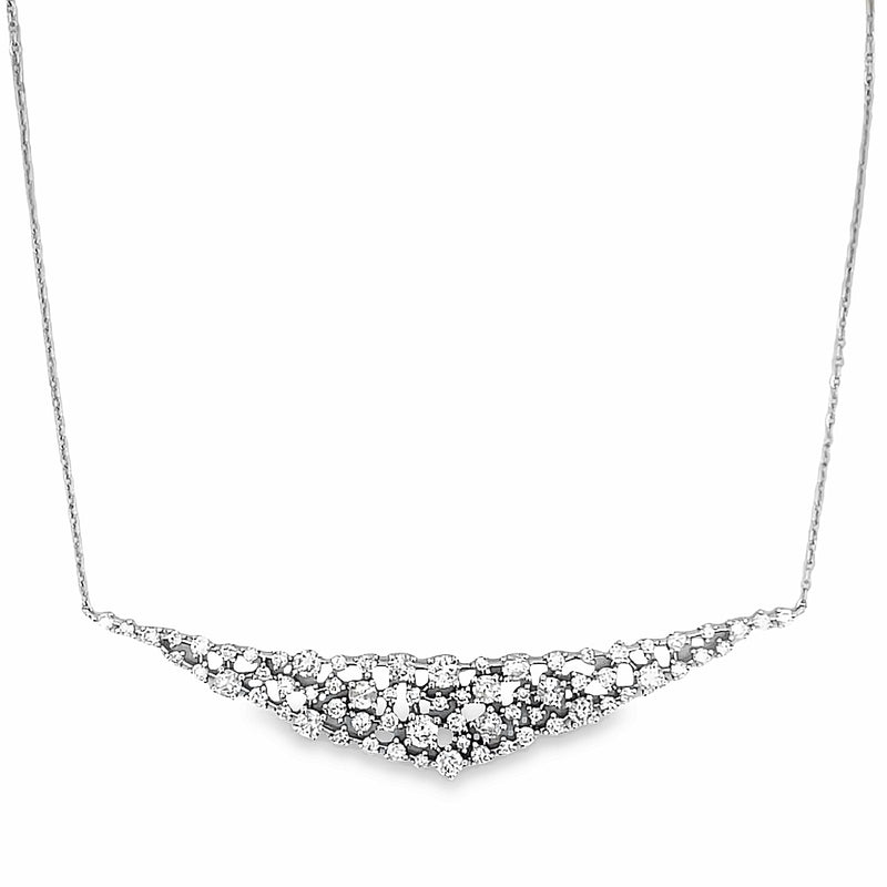 14K Diamond V Bar Necklace