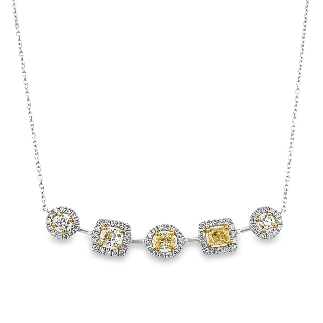 14K Multi Shape Yellow and White Diamond Necklace