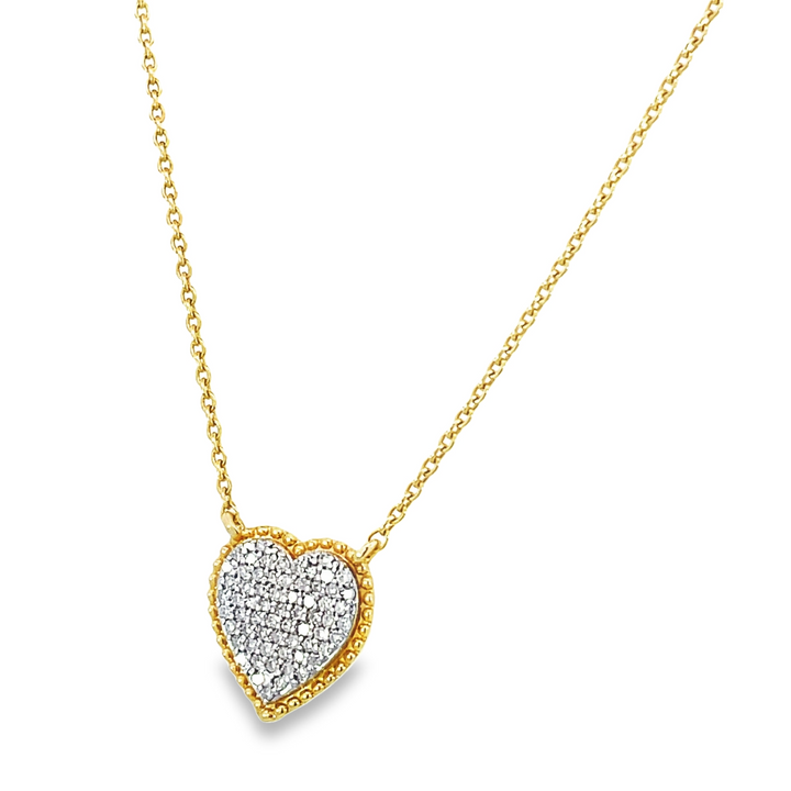 14K Pave Heart Necklace