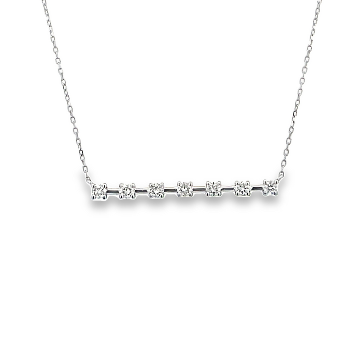 14k White Gold Diamond Bar Necklace (Small)