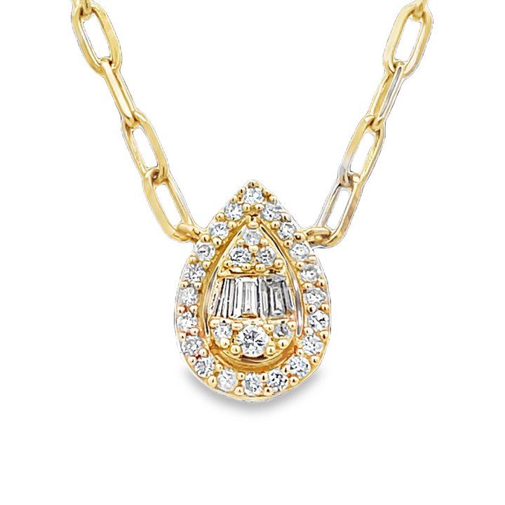 14K Pear Shape Diamond Pendant Necklace