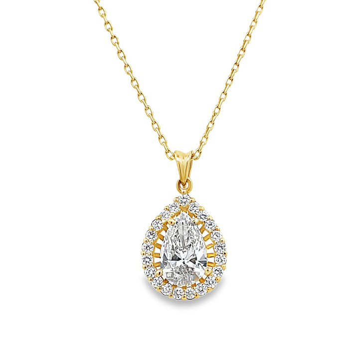 Lab Diamond Halo Teardrop Necklace