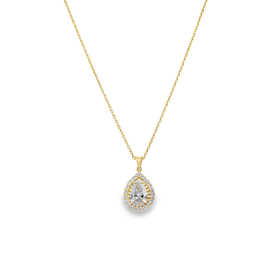 Lab Diamond Halo Teardrop Necklace