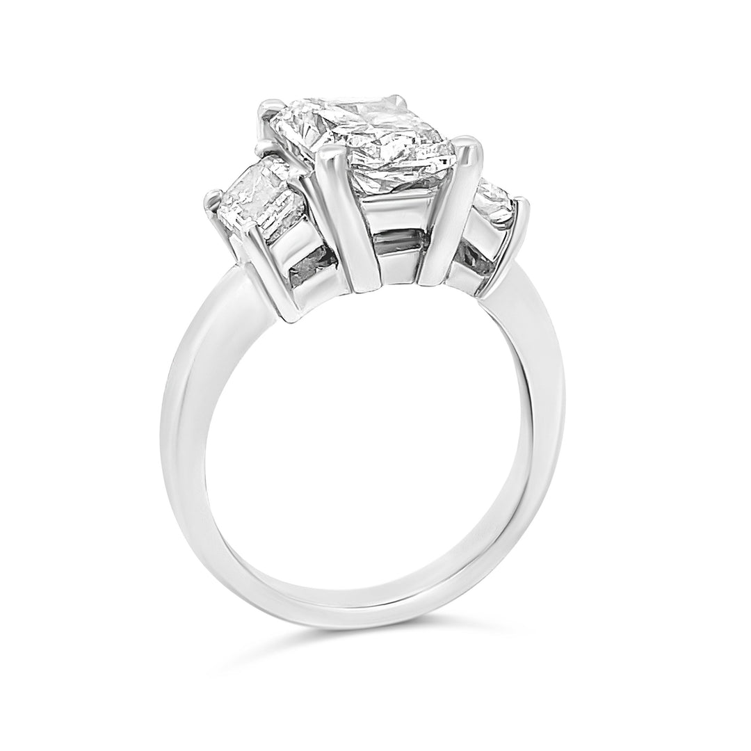 14K Radiant With Emerald Cut Diamond Ring