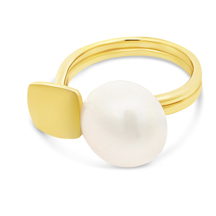 14K Gold Pearl Statement Ring