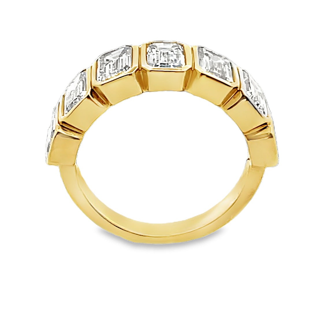 Lab Diamond Emerald Cut Bezel Set Band Ring